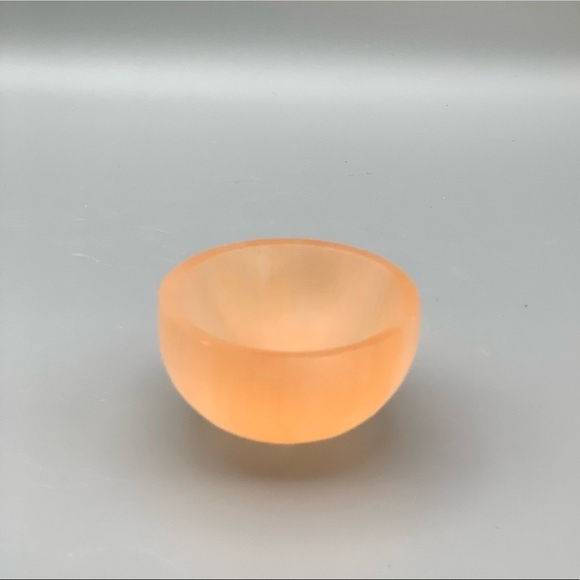 One Red/Orange Small Selenite Bowl - 3” Diameter - Picture 2 of 5
